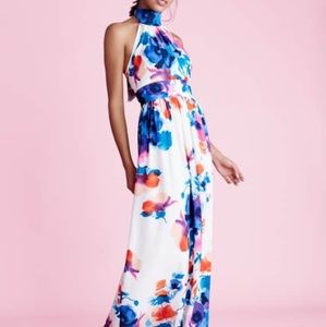 Eliza J Floral Halter Smocked A-line Maxi Dress 6